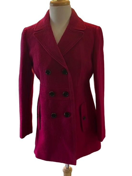 LOFT Jackets & Blazers - 🎊HP🎊 LOFT Fucsha Pink Boiled Wool Pea Coat